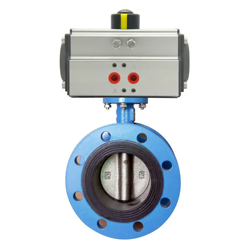 Pneumatic single and double action soft sealed flange butterfly valve D641, agricultural environmental protection chemical