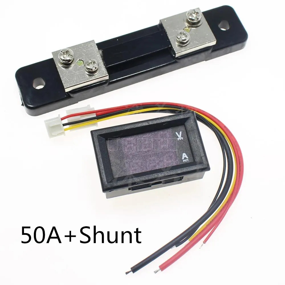 

Mini 0.28inch LED Digital Voltmeter Ammeter DC 100V 50A Volt Ampere Meter Amperemeter Voltage Indicator Tester with shunt