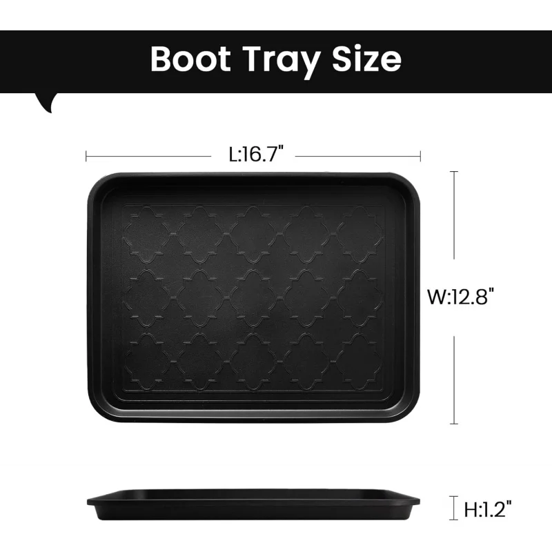 Boot Tray 2 Packs Seasons Multi-Purpose, Waterproof Boot Trays Entryway Indoor &, Non-Slip Shoe Tray, 16.x12.8