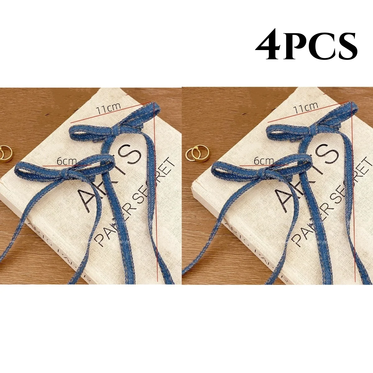 2/4/6PCS Blue Denim, Schleife, Mode, Pferdeschwanz, Band, Entenschnabel-Clip, Kopfschmuck, Pony Shattered Hair Side Clip, Haarkarten – Detail 5