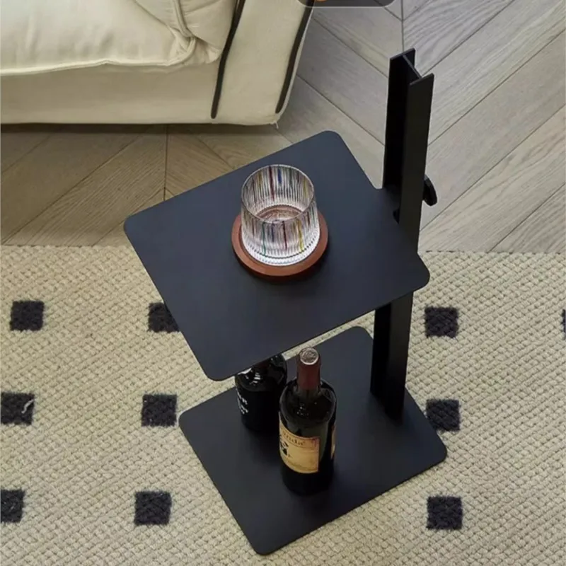 Creative Sofa Side Table Small Living RoomTeapoy Adjustable Height Stable Carbon Steel Frame Easy Cleaning Marble Surface Tables