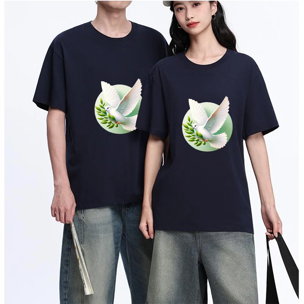 Peace Dove Olive Branch Printed T Shirt Breathable Fabric S-XXL Personalized Custom T Shirt Casual Short Sleeve Tee Aesthetic Gr