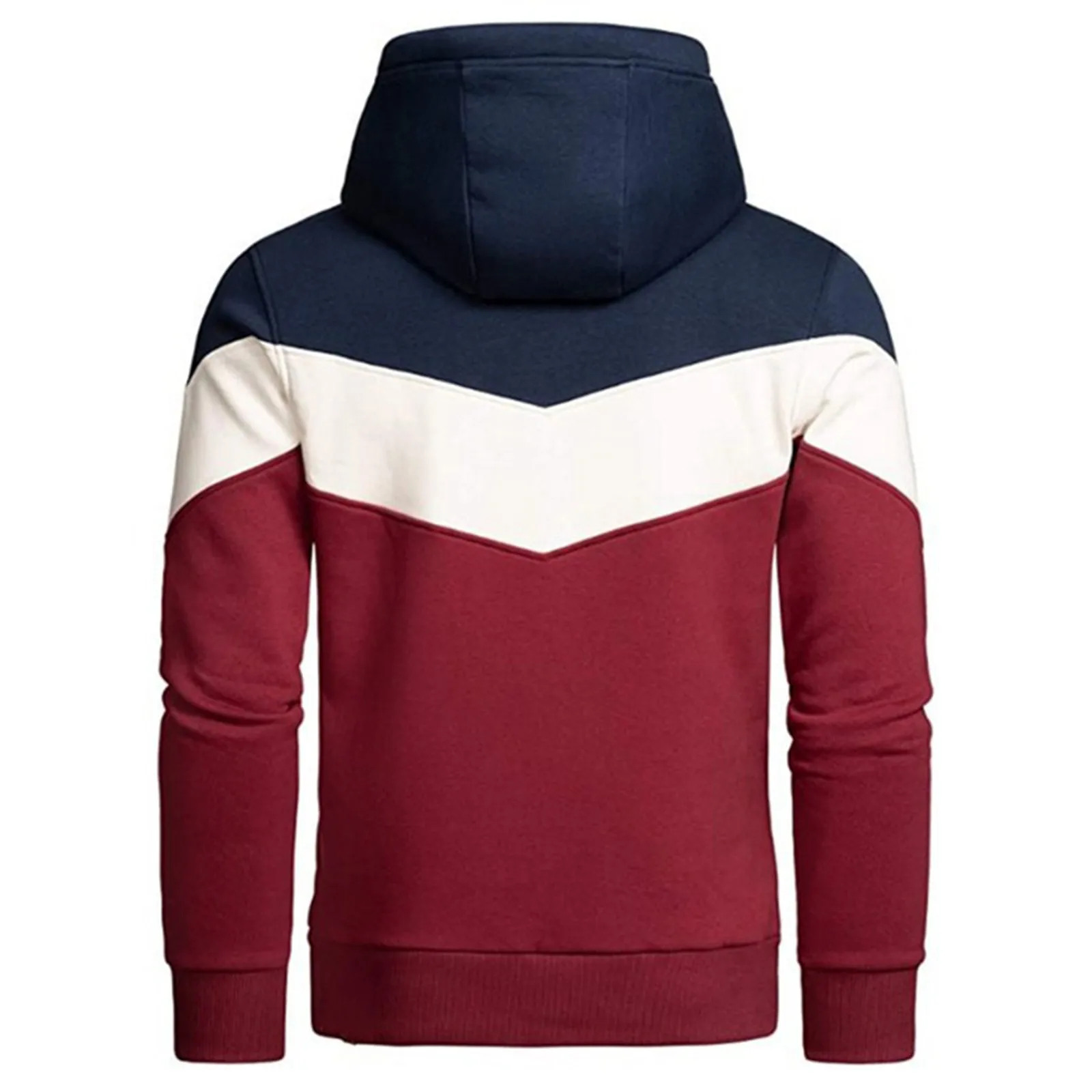 Men's Patchwork Hoodie Fall Winter Outdoor Casual Sportswear Street Fashion Men's Thermal Hooded Sweatshirt