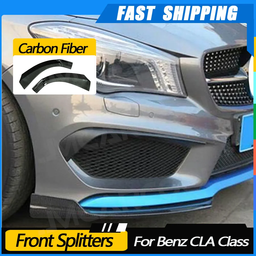 

JMCARCOOL 2PCS Carbon Fiber Front Bumper Lip Splitters Flaps Red Line For Benz CLA Class W117 C117 CLA250 CLA260 CLA45 2014-2016