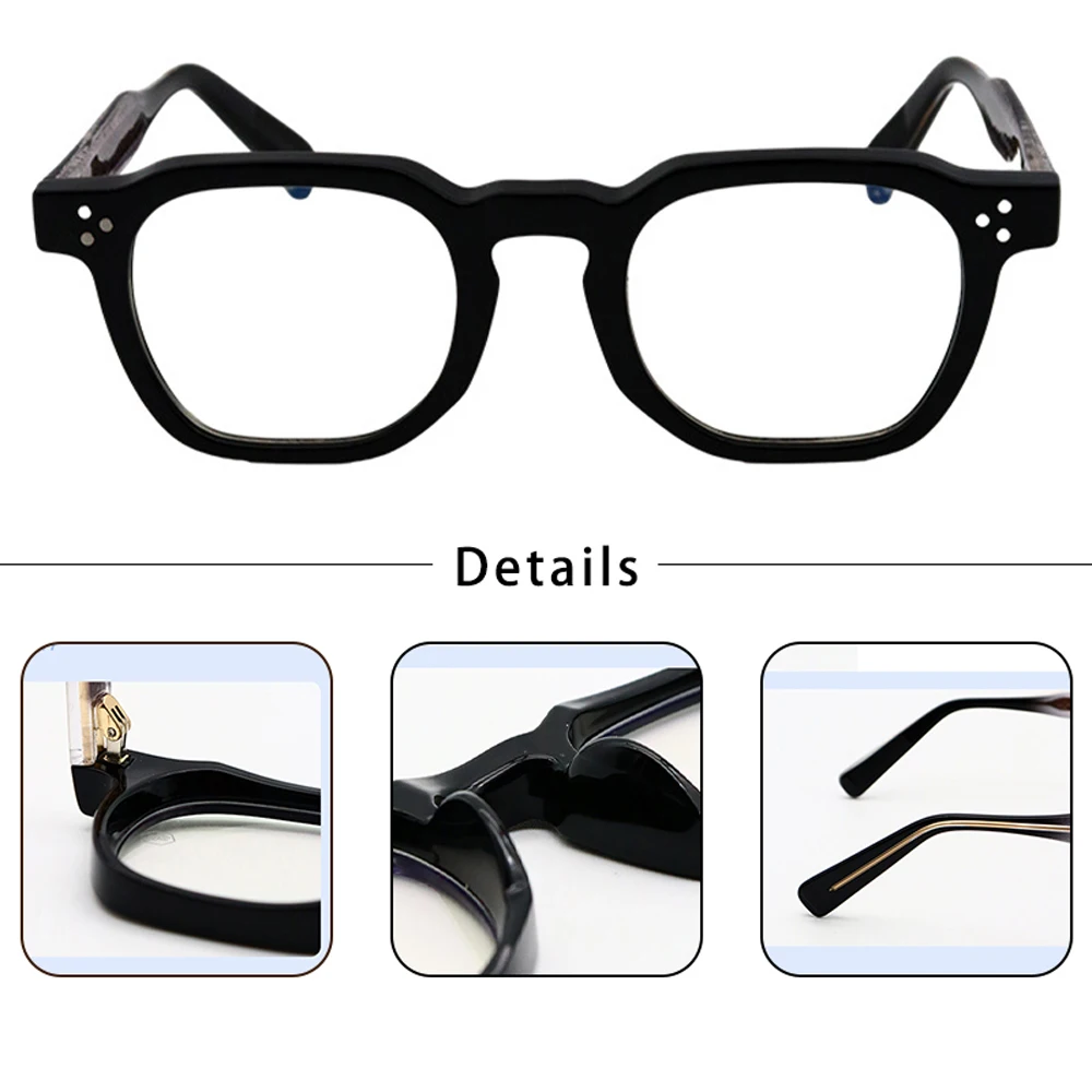 CATERSIDE Neue Herren-Modebrillenfassung, quadratisch, dicker Rahmen, Brillenfassung für Damen, für Outdoor-Reisen, einfache dekorative Brille – Detail 6