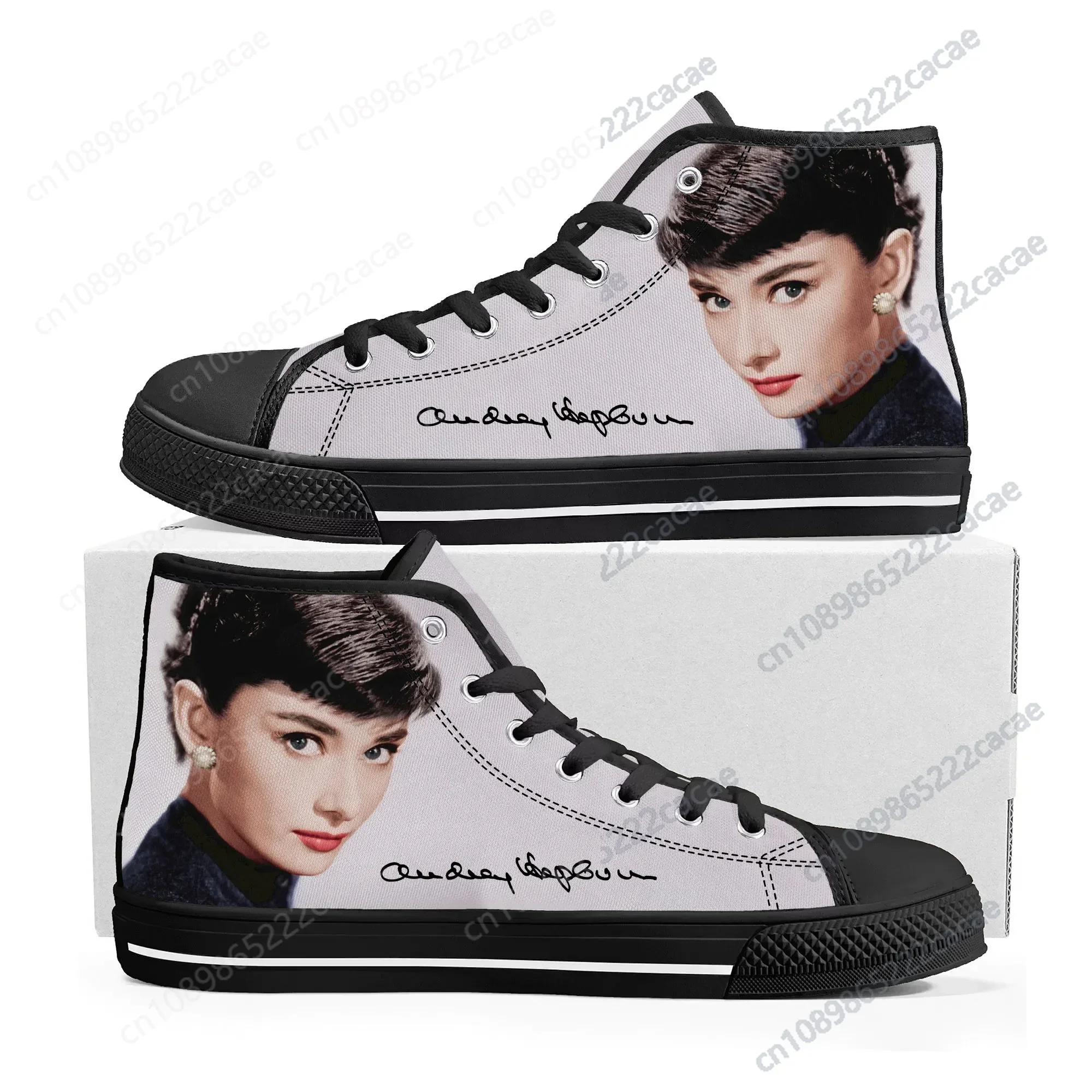 

Audrey Hepburn High Top High Quality Sneakers Mens Womens Teenager Canvas Sneaker Casual Custom Made Shoes Customize DIY Shoe