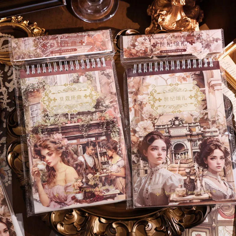 Vintage Character Flower Castle Landscape Sticker Book Creative DIY Journal Material Collage Scrapbooking Stationery