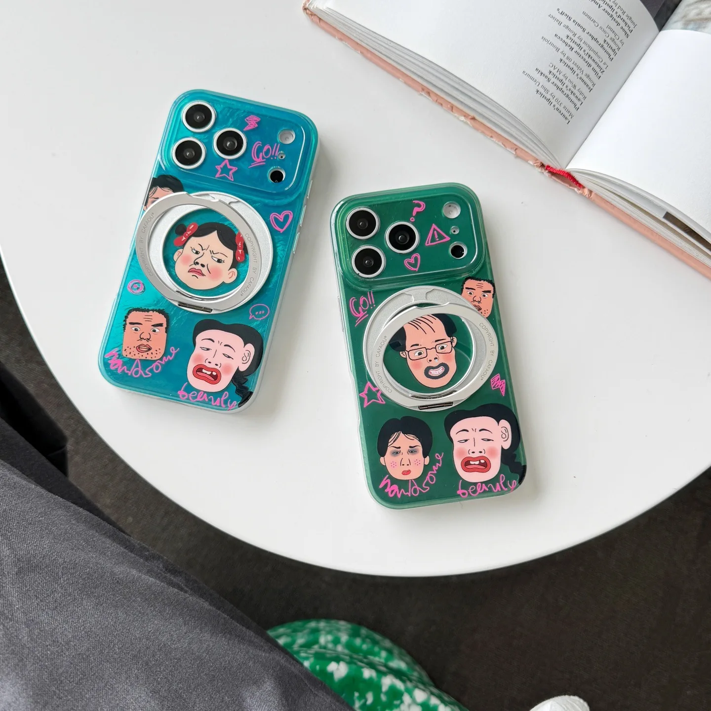 

Funny Cute Unisex Kickstand Phone Case, Shockproof Protective Back Cover for iPhone 17 Pro Max 16 15