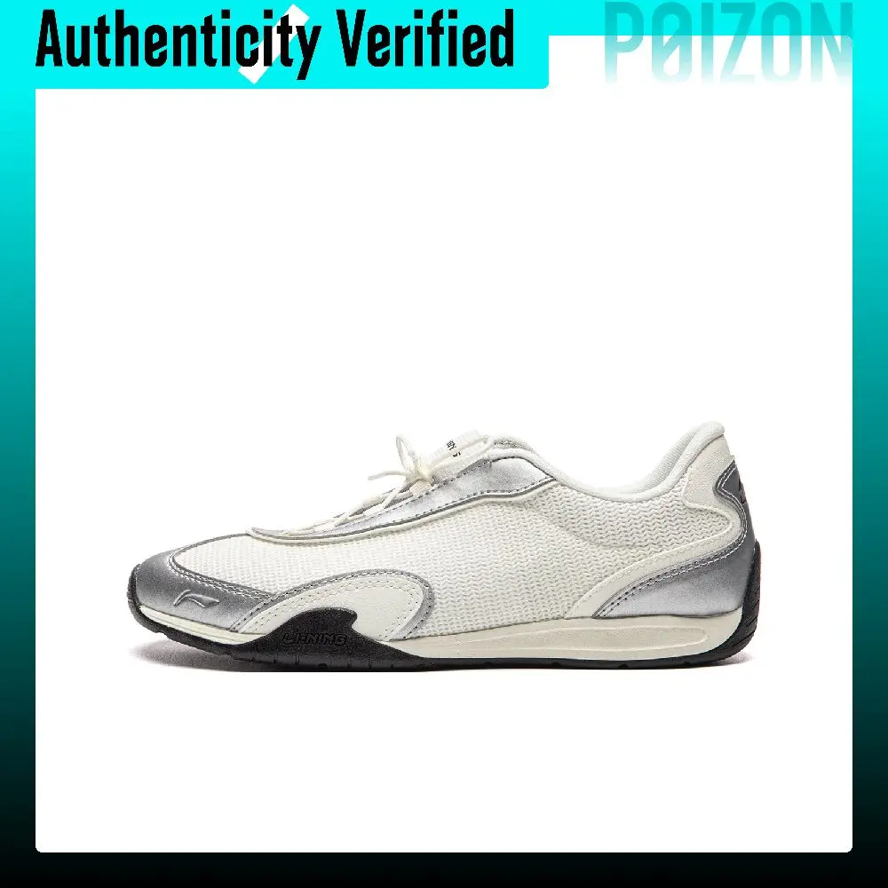 Li Ning Film Breeze Slip Resistant, Abrasion Resistant, Lightweight Low top German Army Trainers Women's Silver White AGCW214-6
