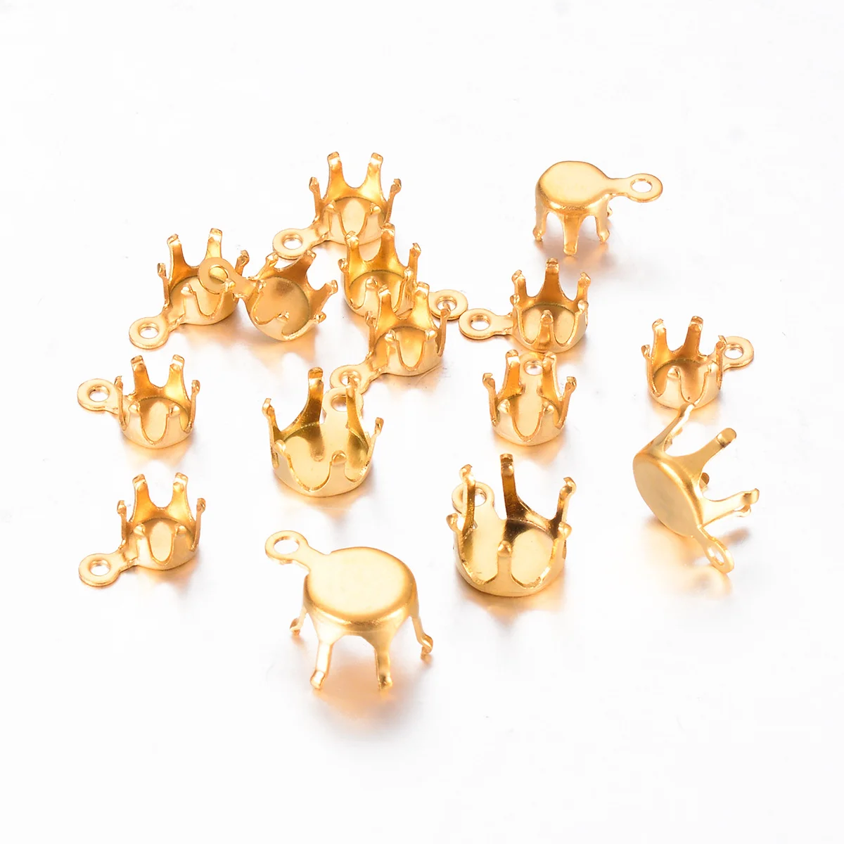50pcs/lot Stainless Steel Gold Silver Color Blank Claw Setting Base Clasps 5mm-8mm Rhinestone Beads DIY Earrings Findings