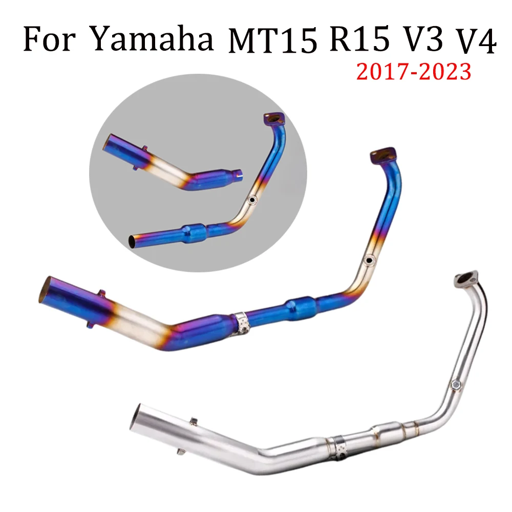 Para Yamaha MT15 R15 V3 V4 2017-2023 sistema de escape de motocicleta conexión completa de tubo de acero inoxidable para MT15 R15 V3 V4