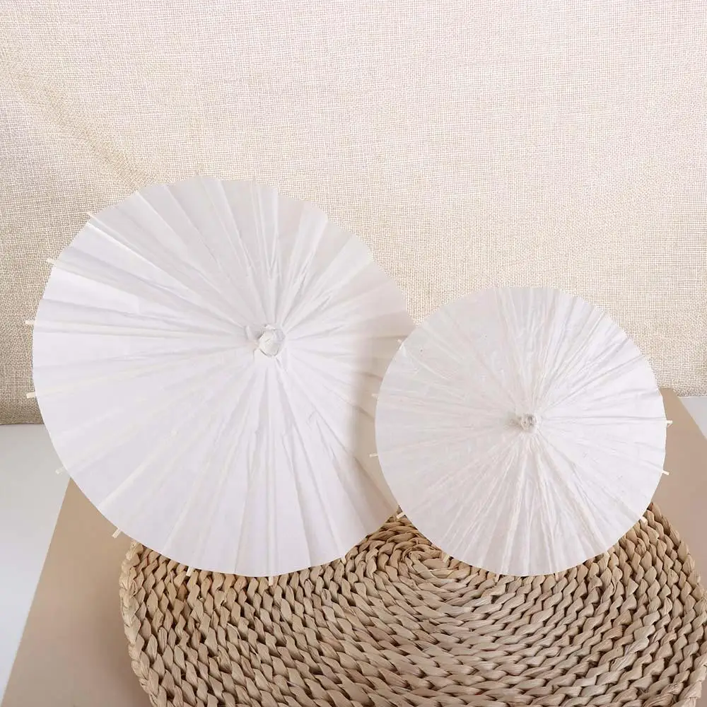 

1Pcs Vintage Long-handle for Baby Shower DIY Anniversary Handmade Painting Supplies Paper Umbrella Photography Prop Dance Prop