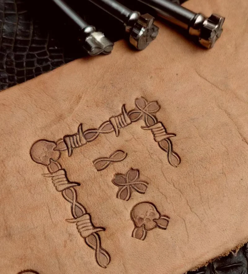 Thorns and skull pattern Hand-work unique design leather working tools carving punches stamp craft making high quality 304 steel
