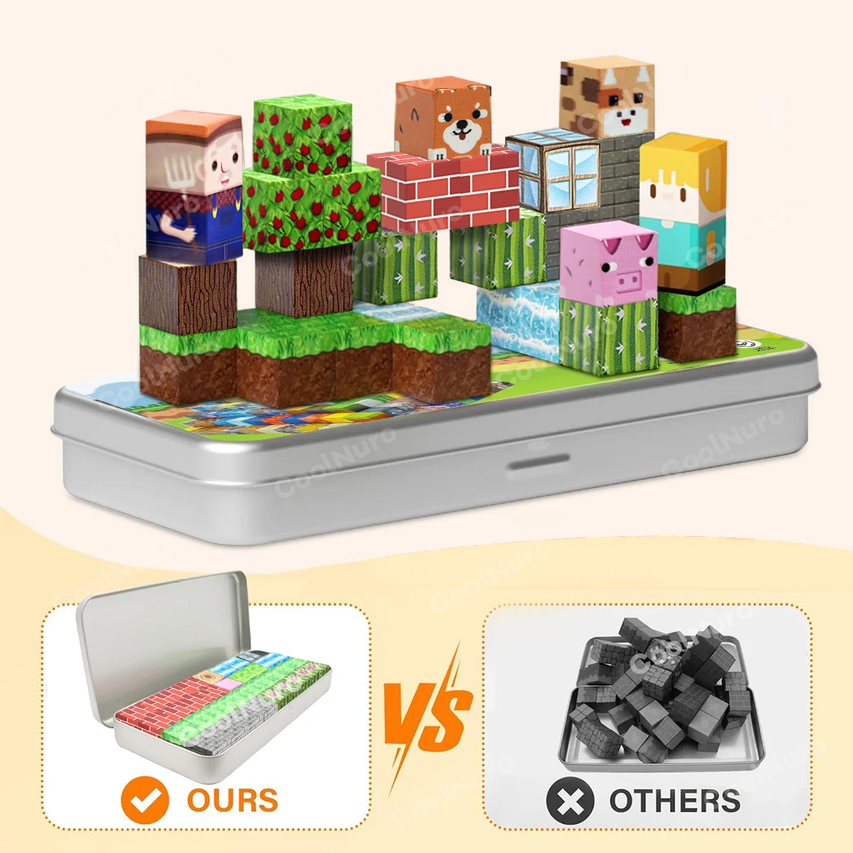 Magnetic Building Blocks Mine World Magnet Cubes Stacking Set for Boy Girl Kid Age 3+ DIY Model Children STEM Sensory Toys Gift