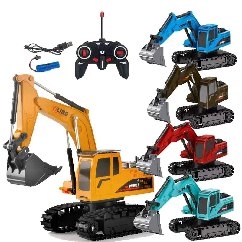 Children Boy Six Channels Track Excavator Toy for Kids Simulated Electric Engineering Vehicle Model Remote Control Truck Rc Cars