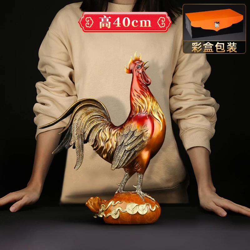 2023  high grade Auspicious Wealth Good luck Cock HOME SHOP OFFICE BAR CLUB decoration bring wealth money bronze Sculpture