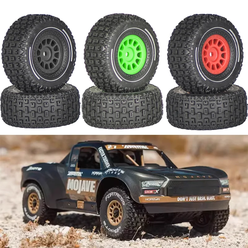 Mini Mojave Grom 4pcs Plastic Wheels Rims with Rubber Tires for Arrma RC Car 1/16 Mojave Grom 4X4 Desert Truck Upgrade Parts