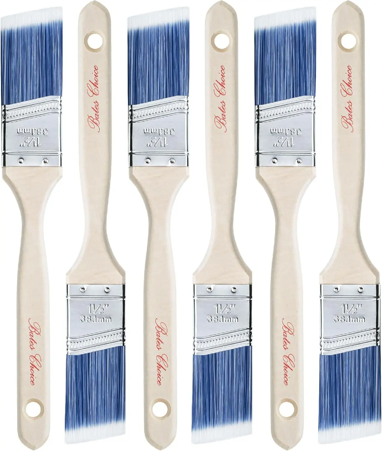 

1.5-Inch Paint Brushes 6 Pack with Treated Wood Handle for Cutting In Edges and Corners