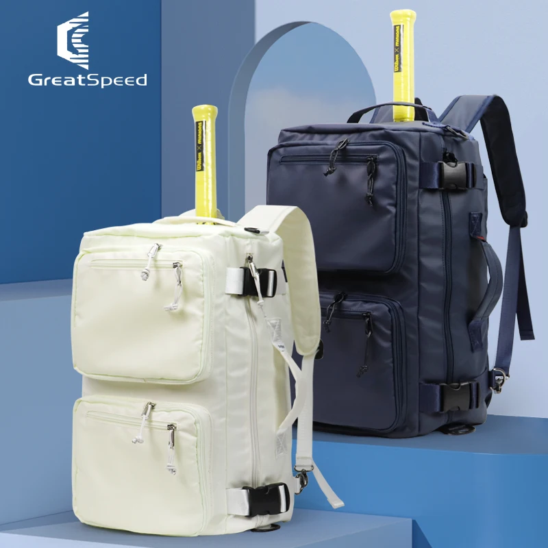 Great Speed PU High Quality Badminton Racket Sports Bag Leather Racket Bag Thickened Tennis Backpack Waterproof Large Capacity