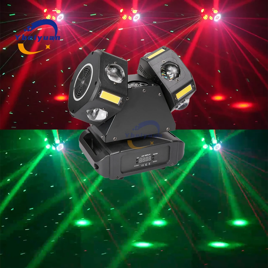 

Dual Head LED Beam Strobe Laser 3 in 1 LED Moving Head Light 8x10W RGBW Red and Green Laser Disco DJ Party Effect Stage Light