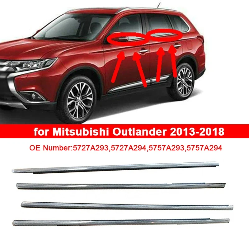 Car Side Window Weatherstrips Side Door Glass Rubber Sealant Weather Strips for Mitsubishi Outlander 2013-2018 5727A293 5757A294