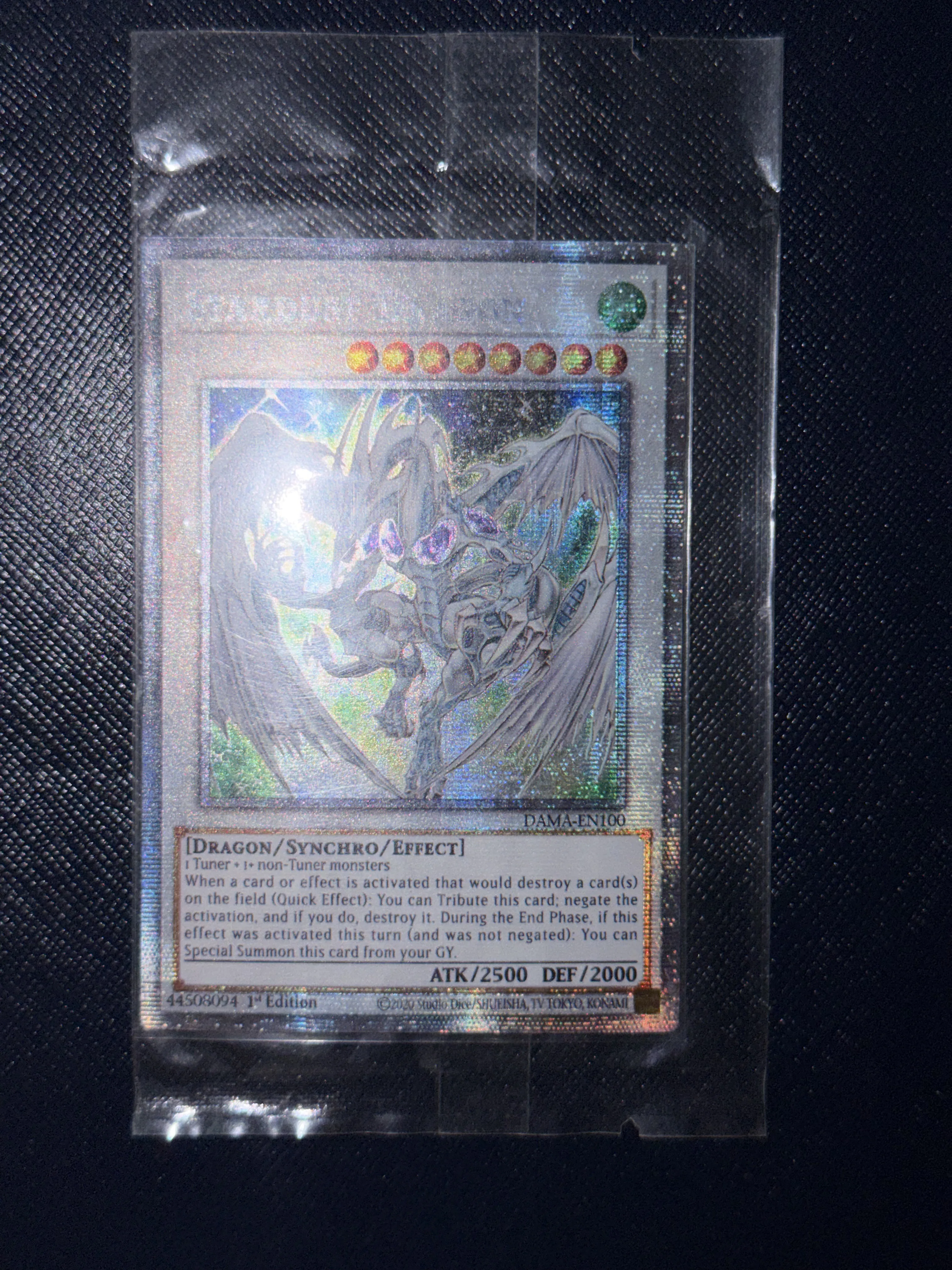 Yu-Gi-Oh! DIY Custom Card Stardust Dragon DAMA-EN100 1st Edition Holographic Collectible Gift for Anime Fans Kids TCG Players Co