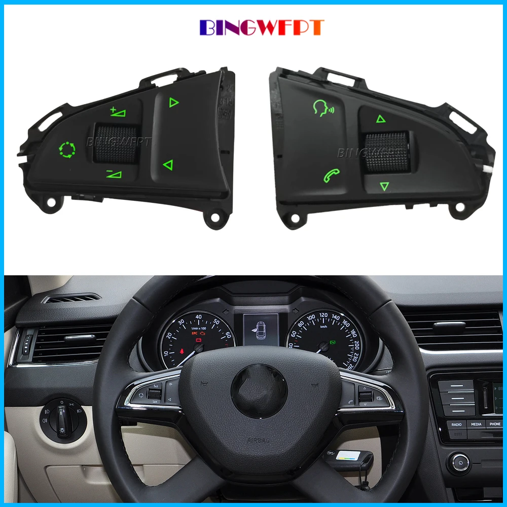 

5E0919719B Car Multi-Function Steering Wheel Buttons Control Switch For Skoda Fabia 2015 Octavia 2013-2023