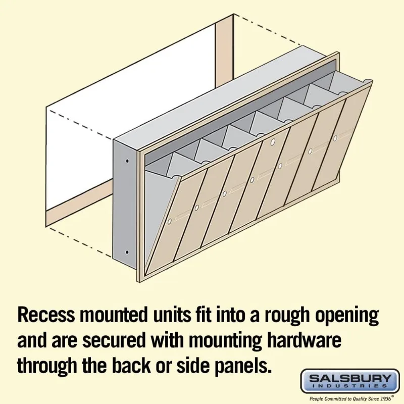 Recessed Mounted Vertical Mailbox for use with USPS Lock 7 Doors Sandstone Doors include a 5 pin cylinder cam lock with 2 keys