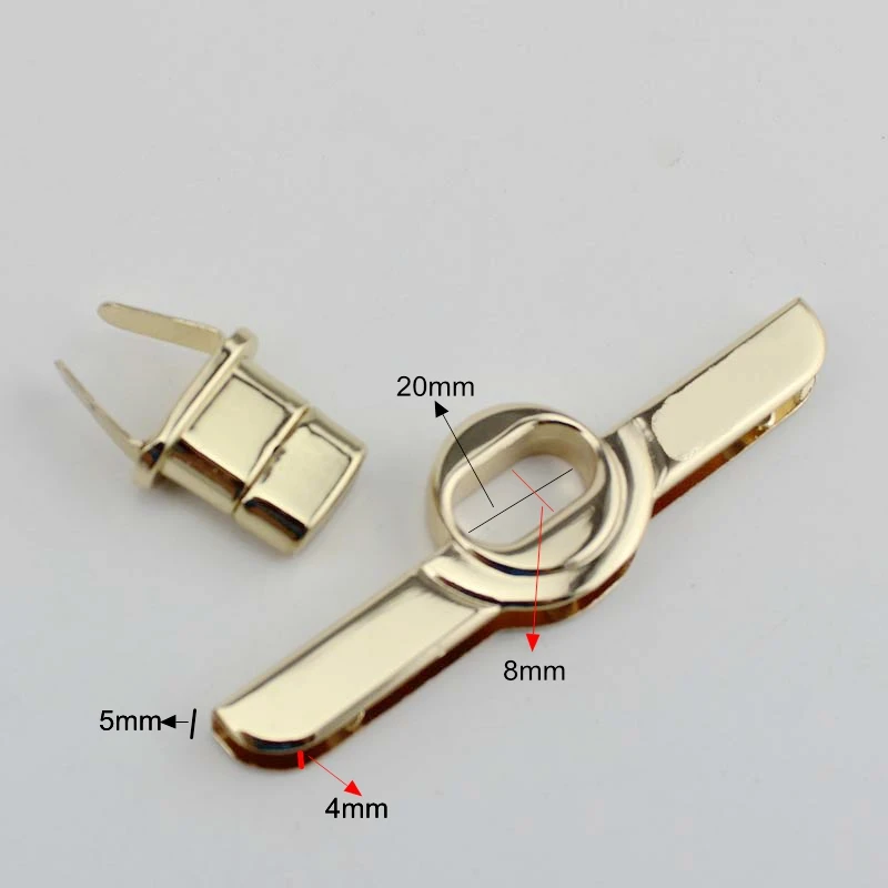 15sets/lot 74*24mm light gold  Leather Goods Handmade Zipper Puller Locks,New Zipper Pocket Closured Twist Turn Lock Snap Clasps