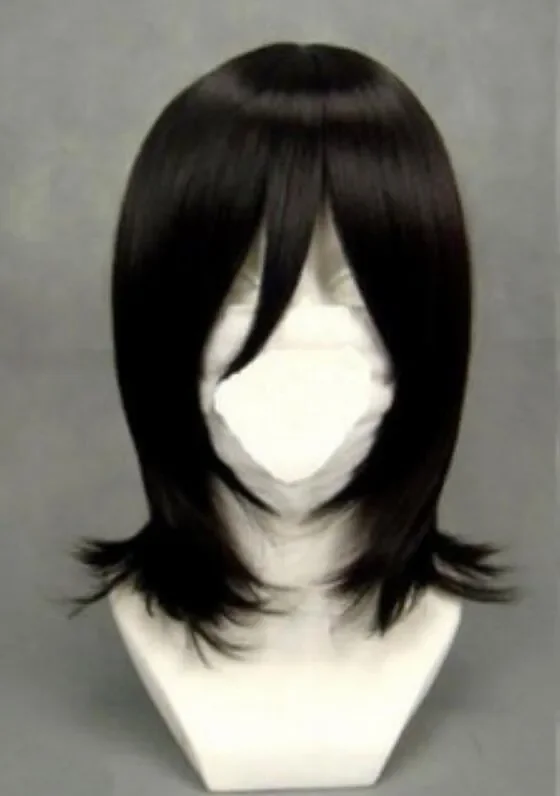 WIG  Black Bleach Kuchiki Rukia Straight Medium Short Anime Cosplay Wigs