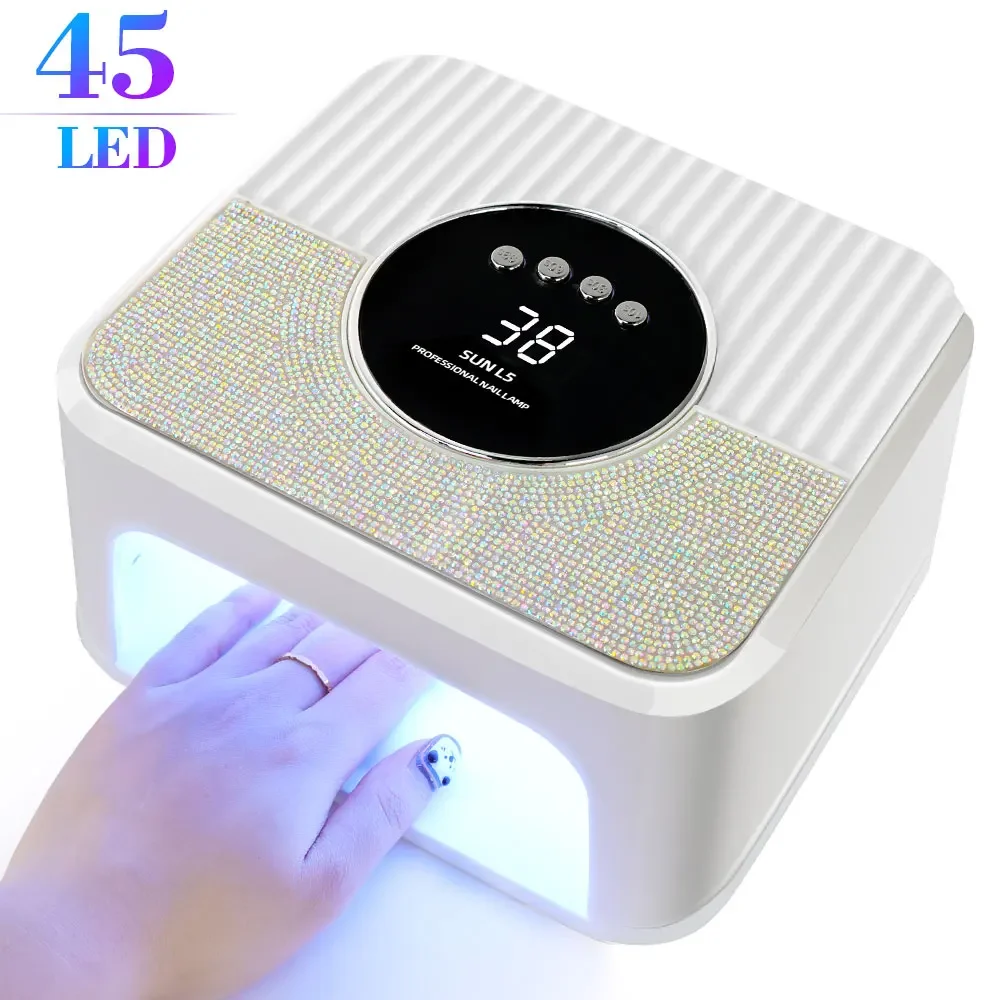

45LED UV Nail Lamp High Power Nail Dryer with LCD Smart Screen Gel Curing Drying Lamp Removable Base Pedicure Tool for Home