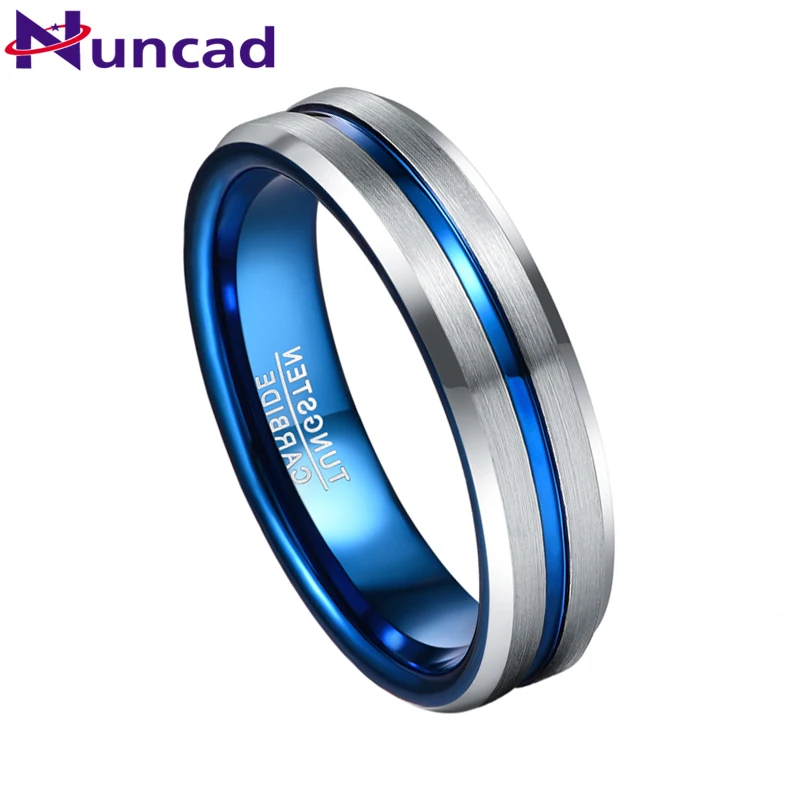 Fashion 6mm Matte Blue Groove Men Tungsten Rings Tungsten Carbide Engagement Rings Bijoux de Luxe AAA Quality