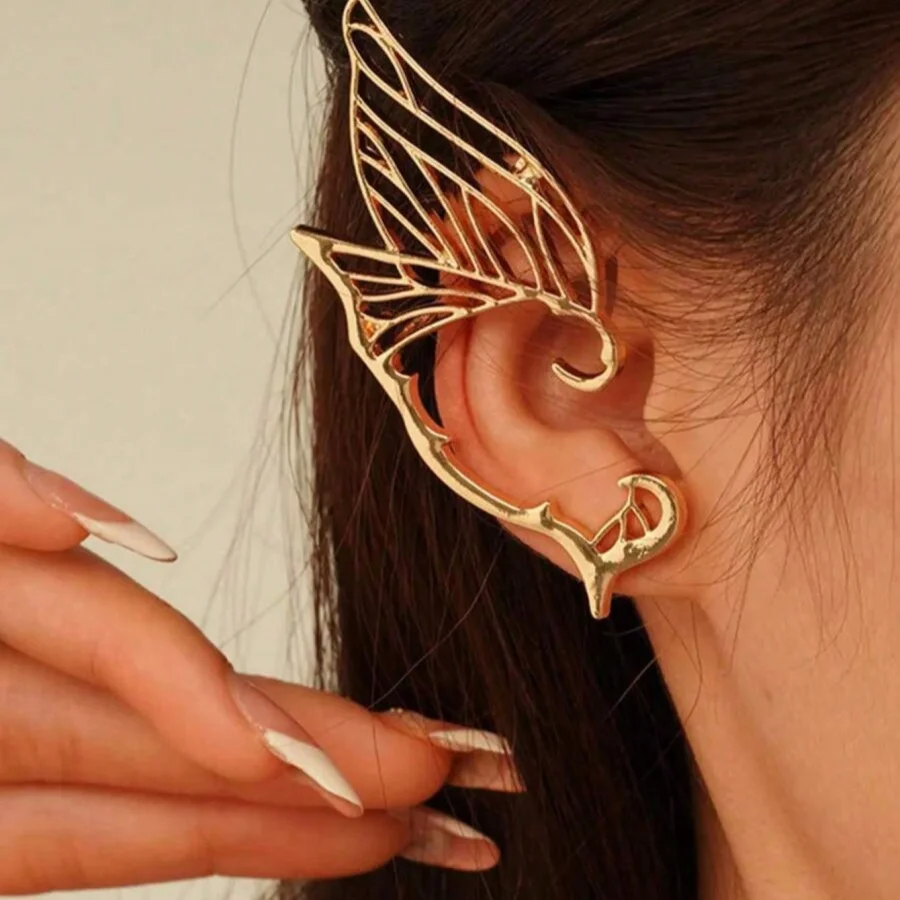 1 pairs of Butterfly Spirit Ear Clips - No ear holes required for piercing. Halloween dark style role-playing earrings