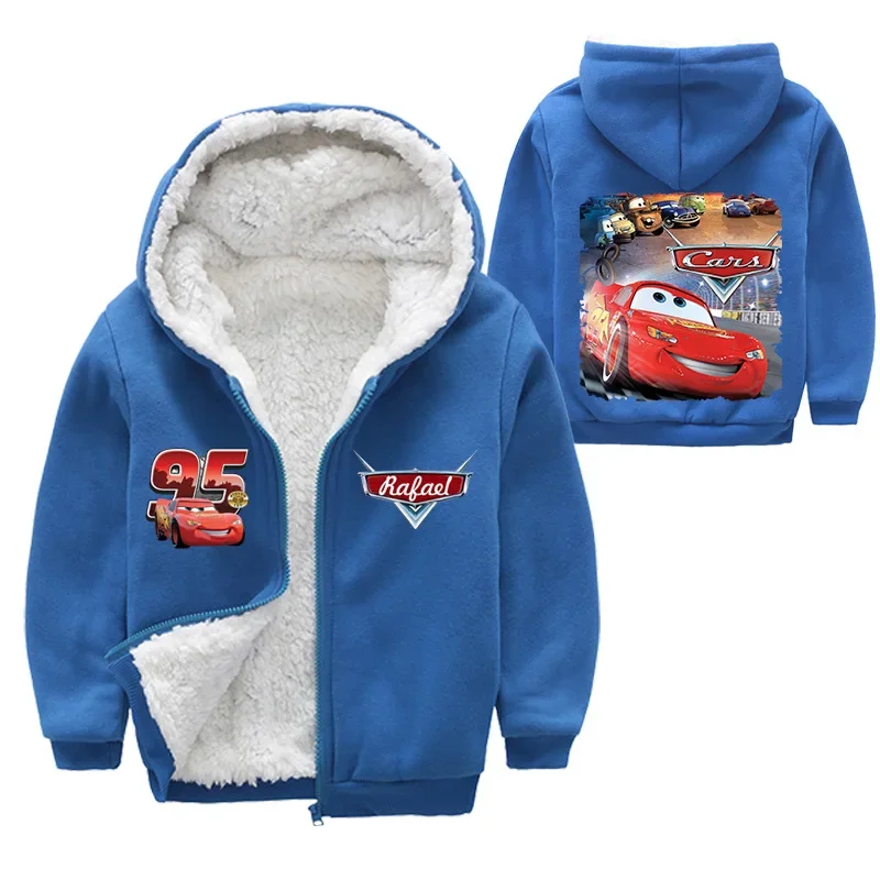 Children Winter Thick Coat Cartoon Pixar Cars Lightning McQueen Baby Boy Outerwear Kid Girl Zipper Jacket Pullover Overcoat 2-16