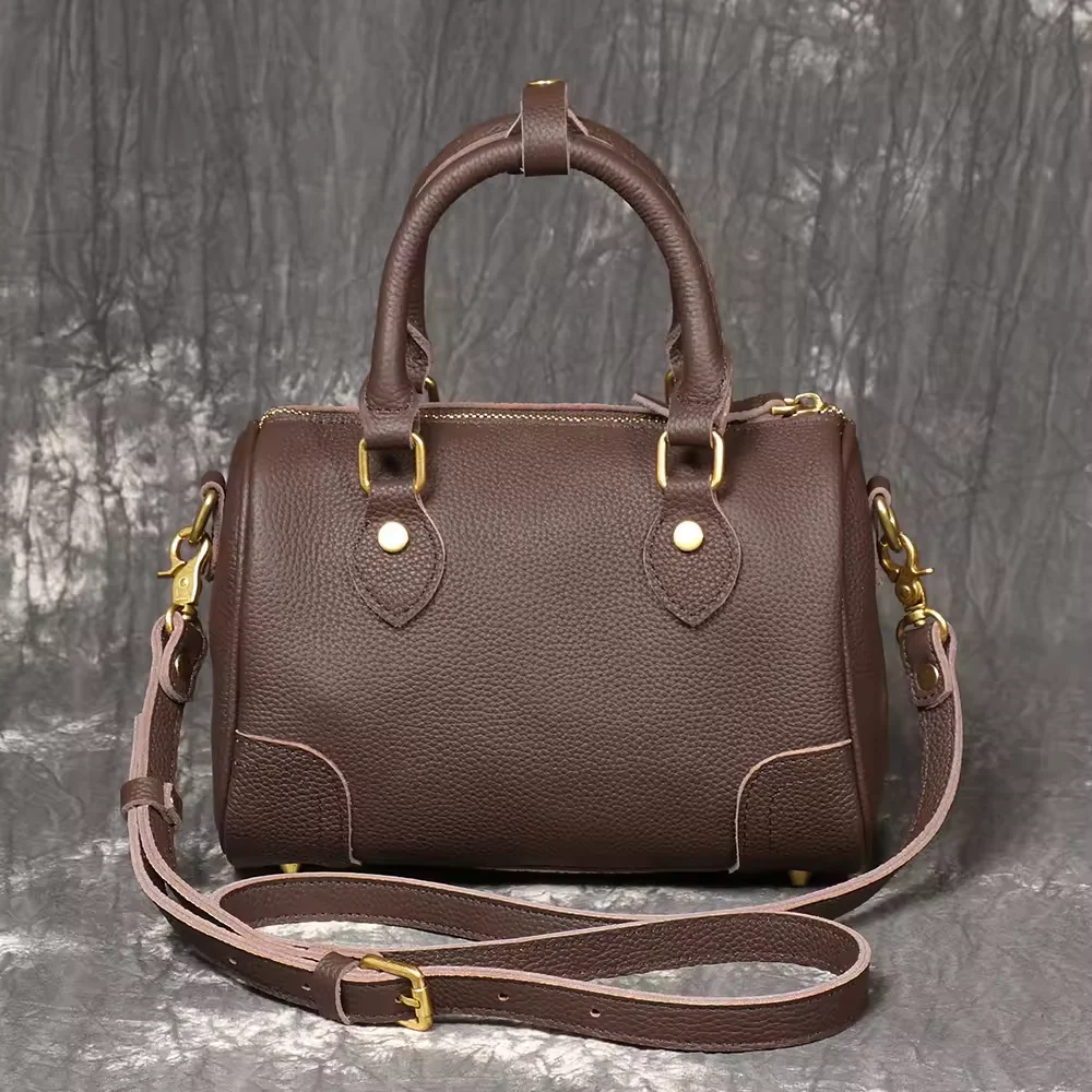 

New Trendy Genuine leather Women's Boston Bag, Casual luxury Handbag, Fashionable Shoulder Crossbody Bag