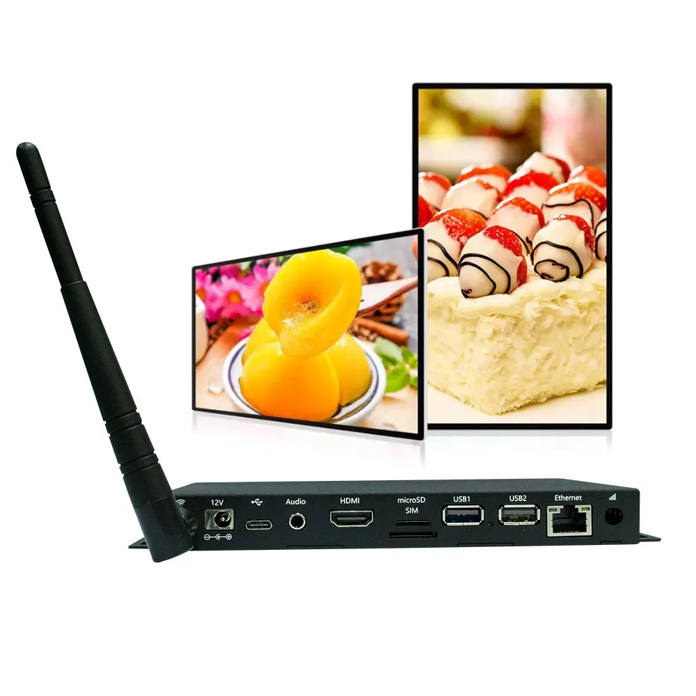 RK3399 Android Media Player for Shop Mall Restaurant Advertising Publish Remote Control Android Digital Signage Dongle Player