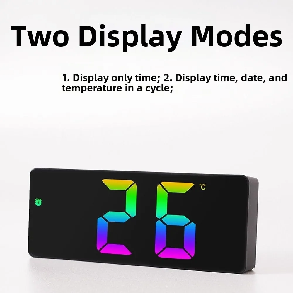 12/24H تنسيق ساعة منبه رقمية مرآة مضيئة درجة الحرارة/عرض التاريخ LED ساعة رقمية وضع الغفوة شاشة كبيرة #6