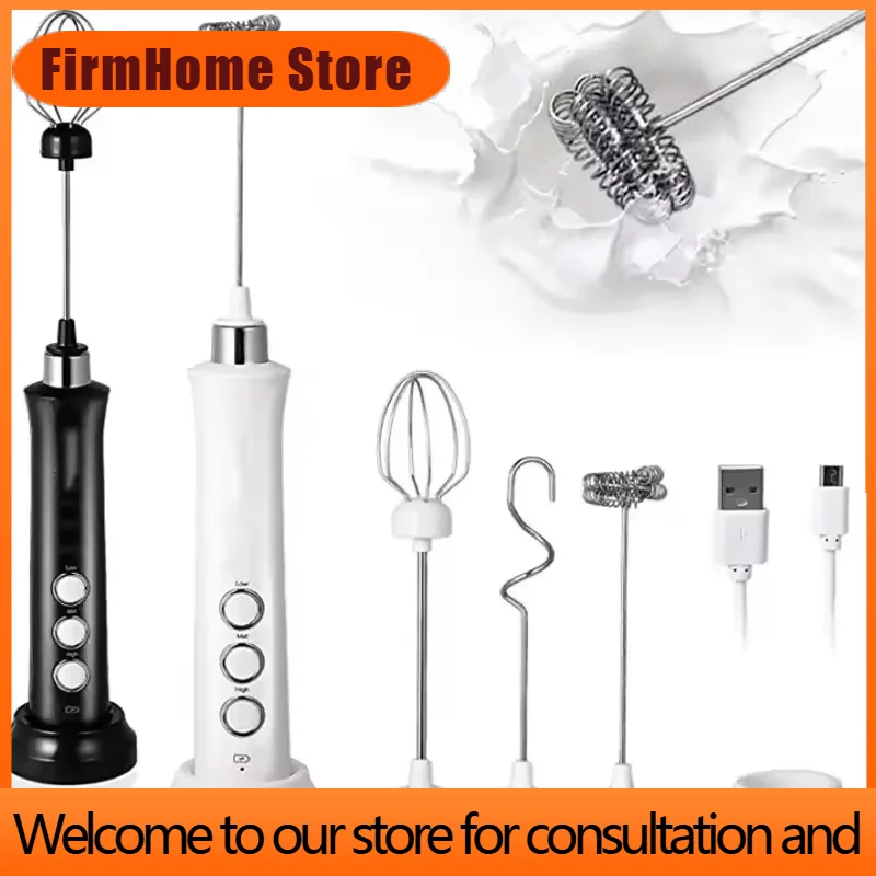 FirmHome StoreWireless Rechargeable Electric Milk Frother - 3 Speeds, Handheld Foam Maker For Latte, Cappuccino, Hot Chocolate -