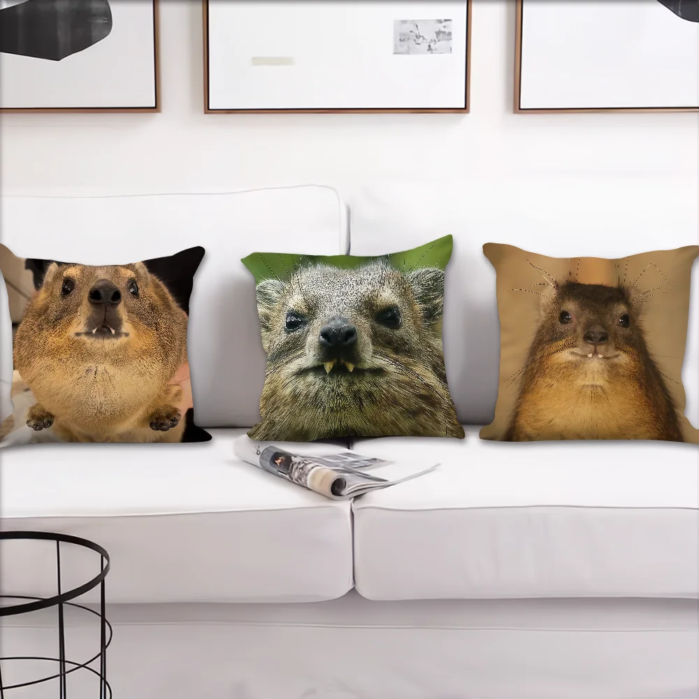 Kawaii Hyrax Cute Cushion Cover For Pillow Printing Sofa Decoration Home Car Room Coffee Shop Office Nordic Simplicity