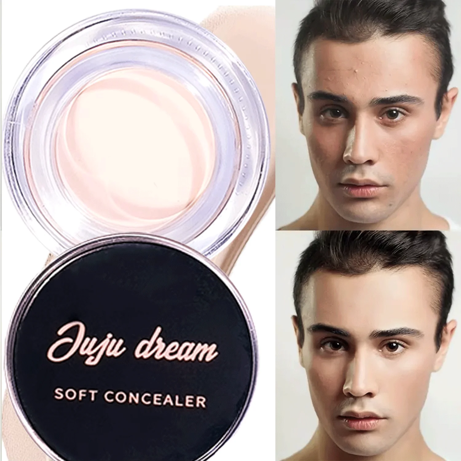 Men's Full Coverage Concealer - Natural matte finish, long-lasting liquid foundation suitable, concealing dark circles and acne