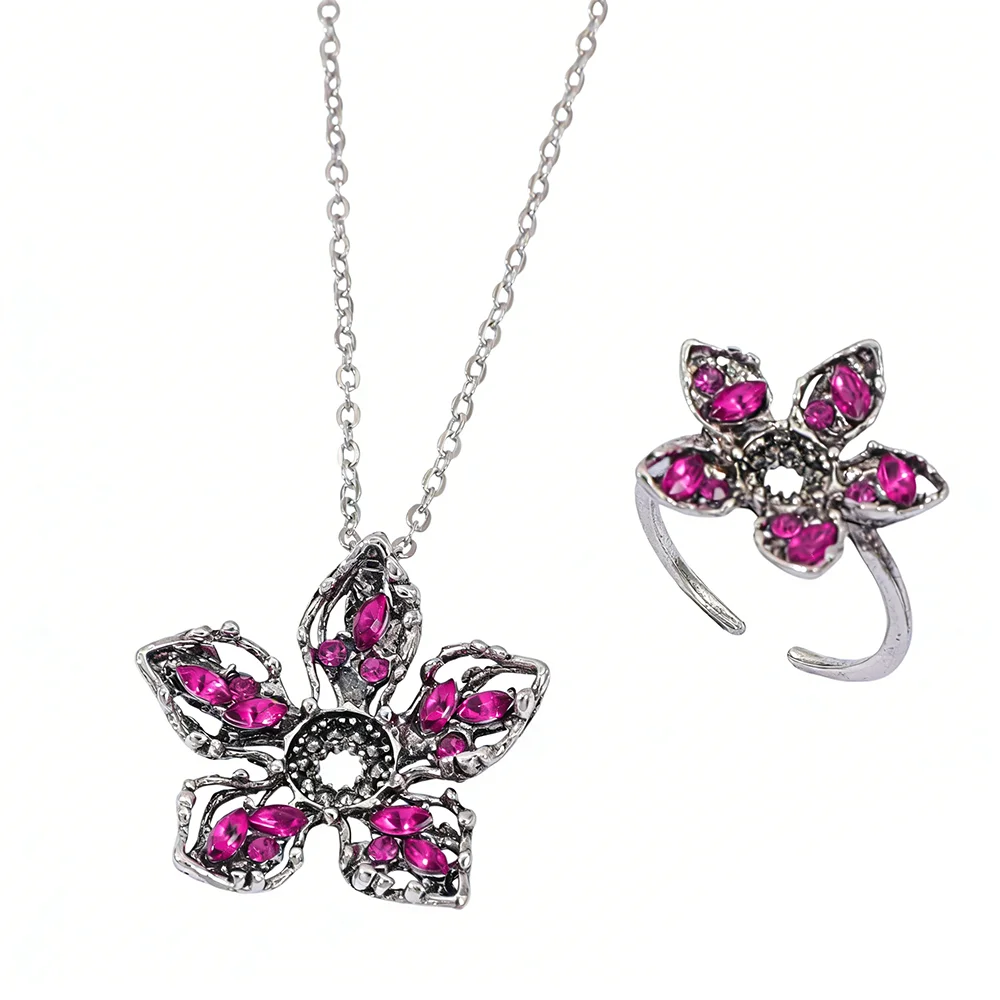 Collier pendentif Monstre Fleur Cannibale pour Femme, Collier avec Anneaux Scintillants - Cadeaux pour Mariage, Fête, Jouets