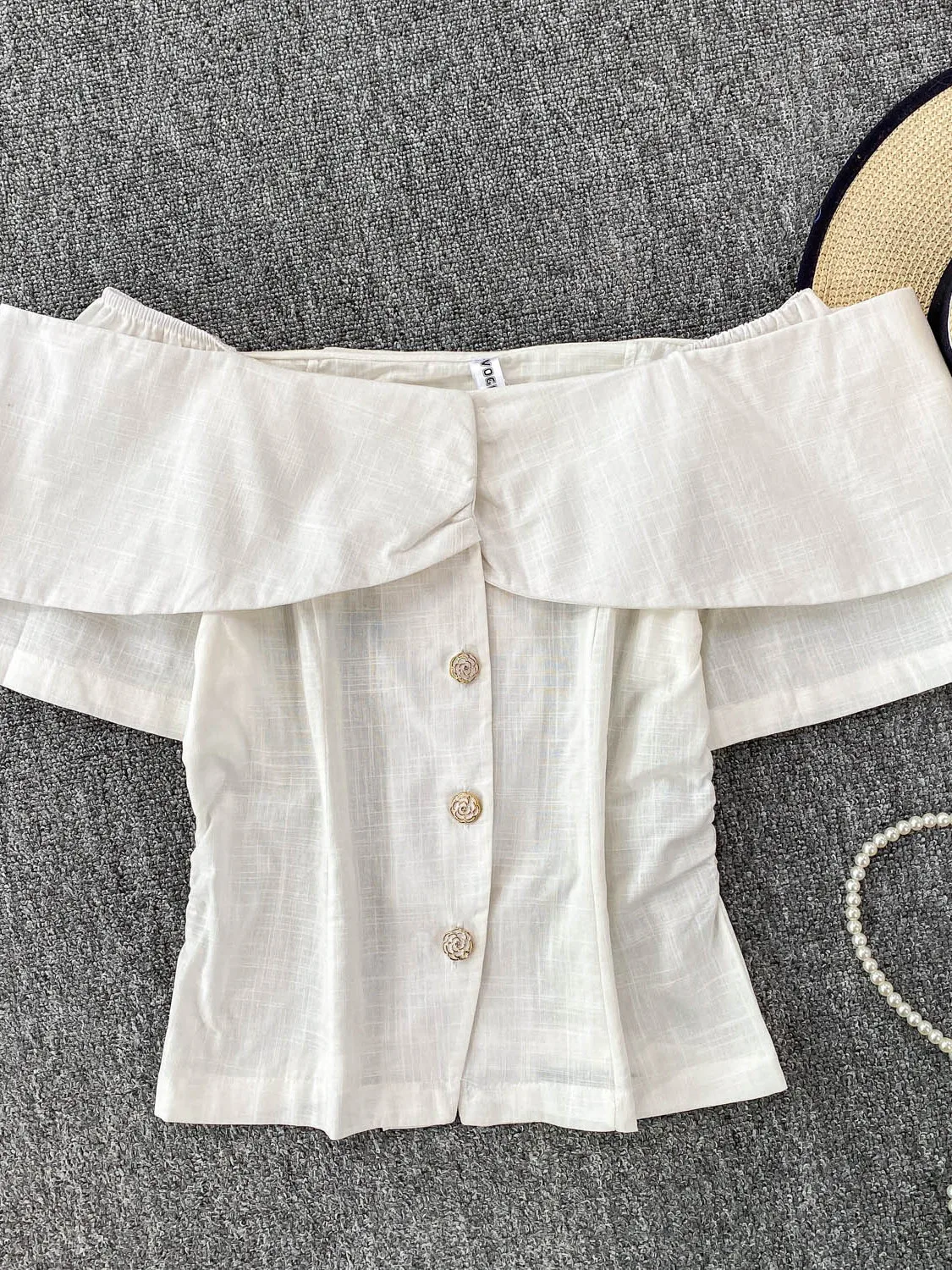 

Ele ort Sve One-oulder irt Women's Slim Fit Button-Up Top Korean Sle Commute Faion Unique Design Summer irt