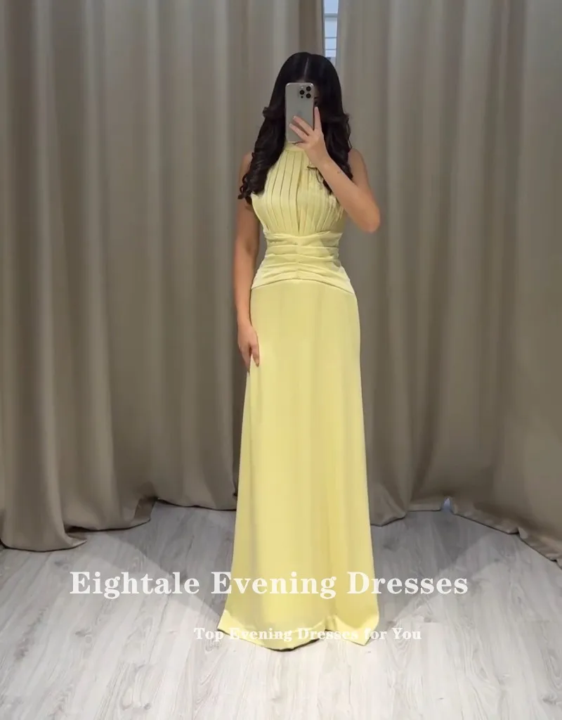 فستان سهرة عربي Eightale مخصص برقبة عالية من الساتان بطيات حورية البحر وحفلات الزفاف وحفلات الزفاف فيستدوس دي غالا #5