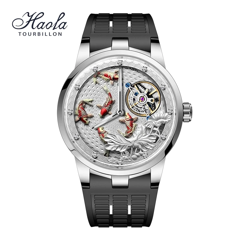 Haofa Top Luxury Carrousel Mechanical Watch For Men Sapphire Power Reserve 80H Fashion Watch Man Sapphire Rotating Watches 1951