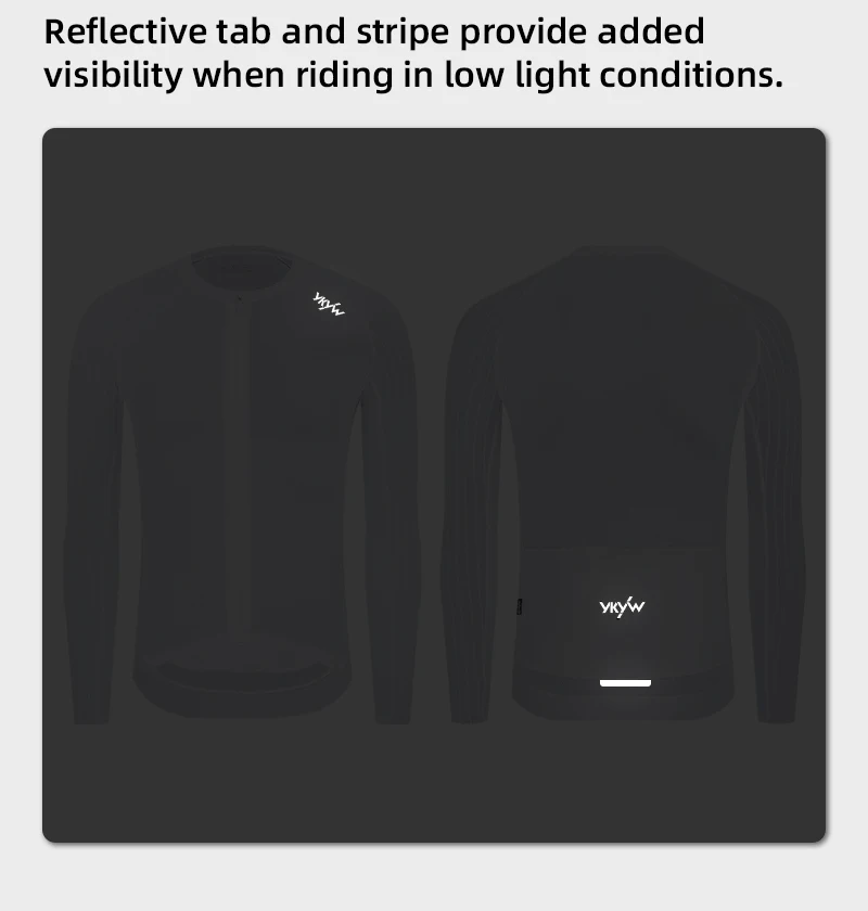 YKYWBIKE Herren-Radtrikot Langarm 2026 Rennrad-Shirt YKK Fahrradtrikot Atmungsaktiv Aerodynamisch Raglan-Ärmel – Detail 9