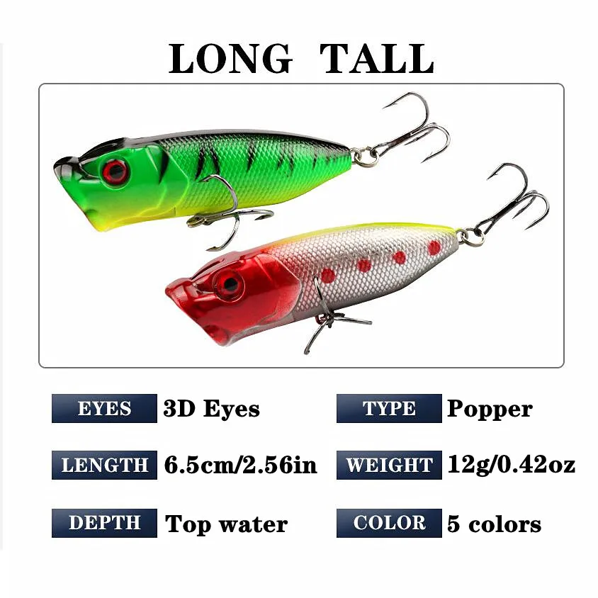 1Pc Popper Fishing Lures 7cm 12g Floating Hard Artificial Bait Wobblers Crankbait Bass Pike Pesca Japan Carp Fishing Tackle