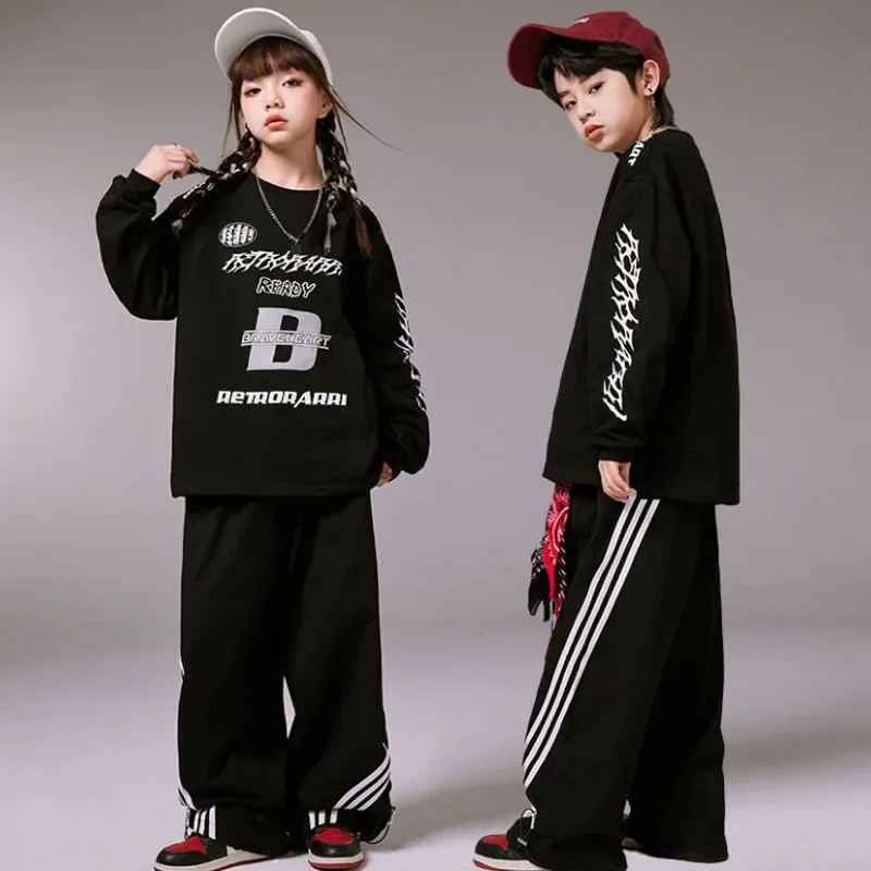 ชาย Hip Hop Oversize เสื้อ Street Dance กางเกงหญิง Streetwear Tops Joggers Denim Baggy เสื้อผ้าเด็กแจ๊สแสดงเครื่องแต่งกาย