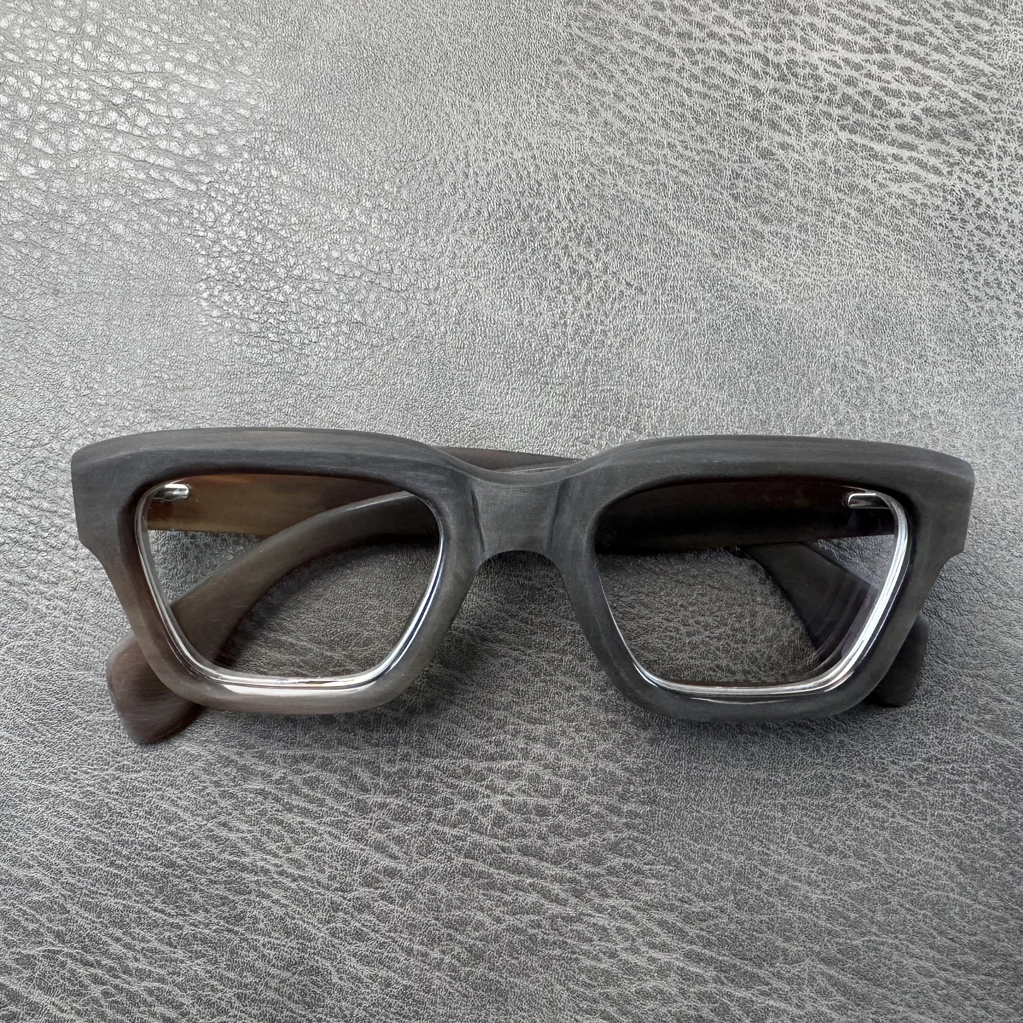 Man Eyeglass Frames Square Big Face Matte Unique Vintage Handmade Brown Stripes Horn Prescription Eyeglasses Men's Glasses Frame