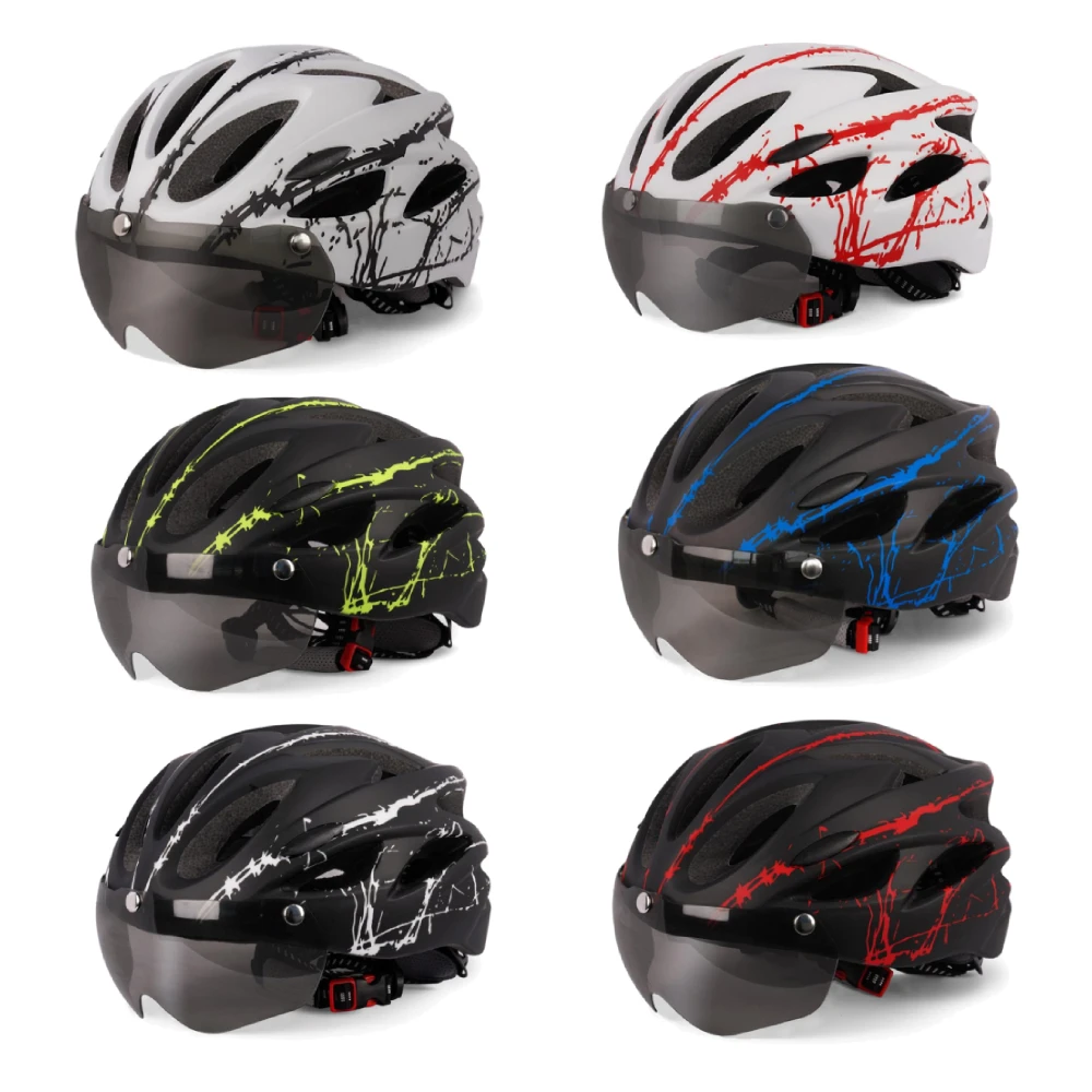 Casco de ciclismo para adultos, hombres y mujeres, casco protector con visera magnética