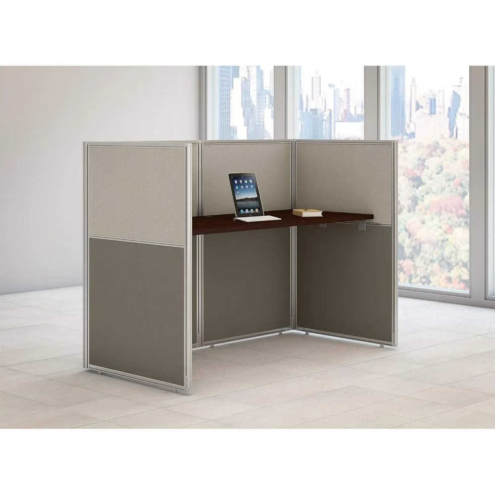 Business Furniture Easy Office Cubicle Desk Workstation with Closed Panels, 60W x 45H, Mocha Cherry